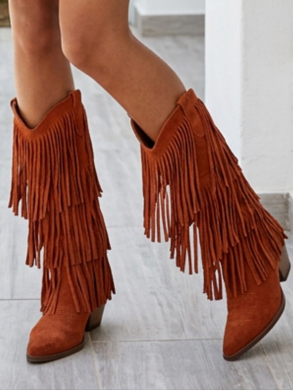 Dingo Women's Wild Child Suede Fringe Tall Western Boots - Snip Toe